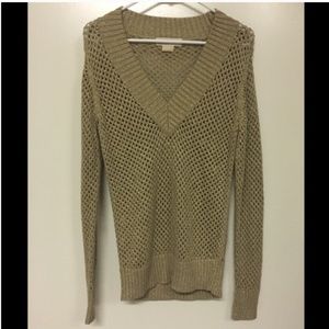 Michael Kors Metallic Open V-neck Sweater